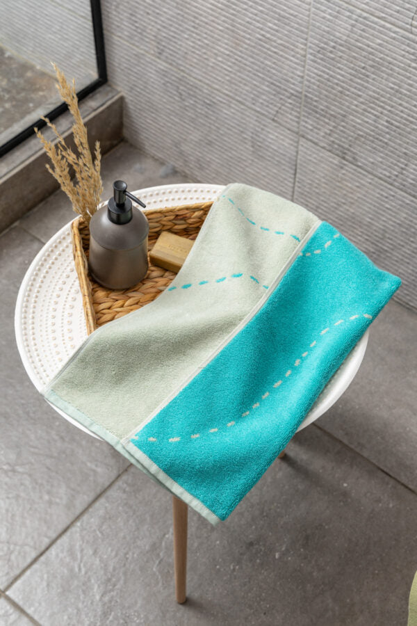 Jacquard Terry Hand Towel, 100% Egyptian Cotton, (50×100 cm) – Turquoise from Nit