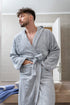 Hooded Bathrobe – 100% Egyptian Cotton – Gray – by Nit (Medium Size)