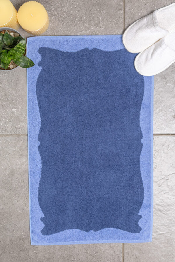 Nit Jacquard Terry Bath Mat – Blue Egyptian Cotton – 50×80 cm